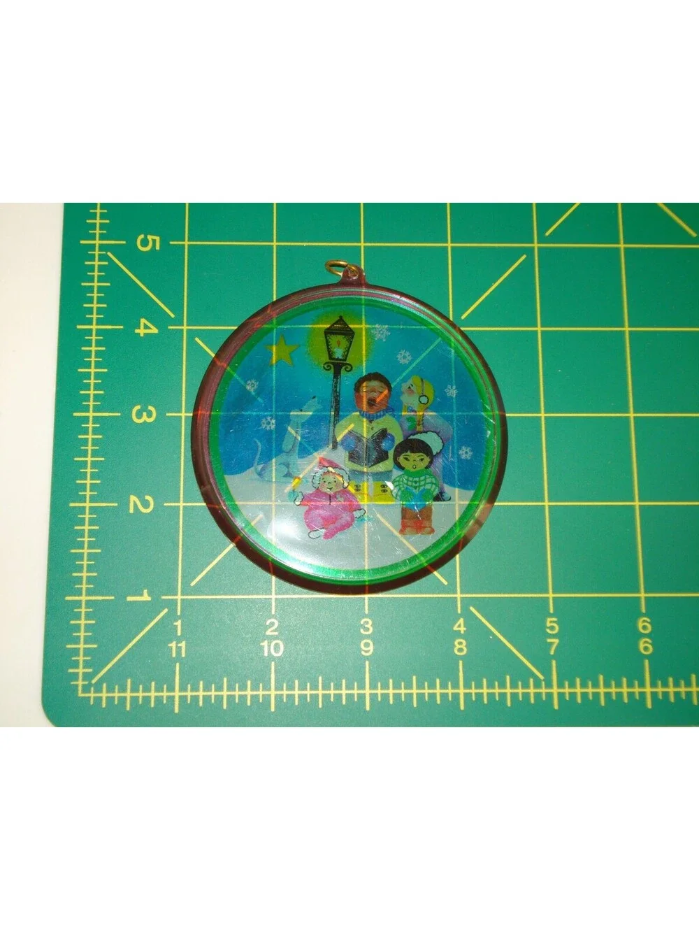 Vintage 1980's Children Christmas Carolers Round Ornament